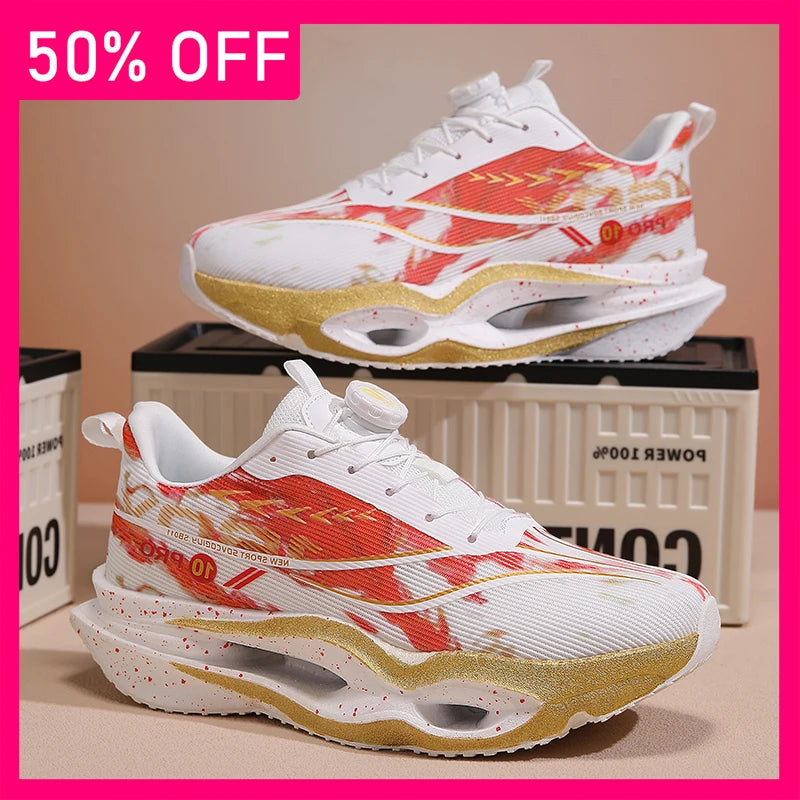Men Sports Shoes New Hollow Soft Sole Rebound Shock-absorbing Training Shoes Marathon Light Breathable Running Shoes for Women