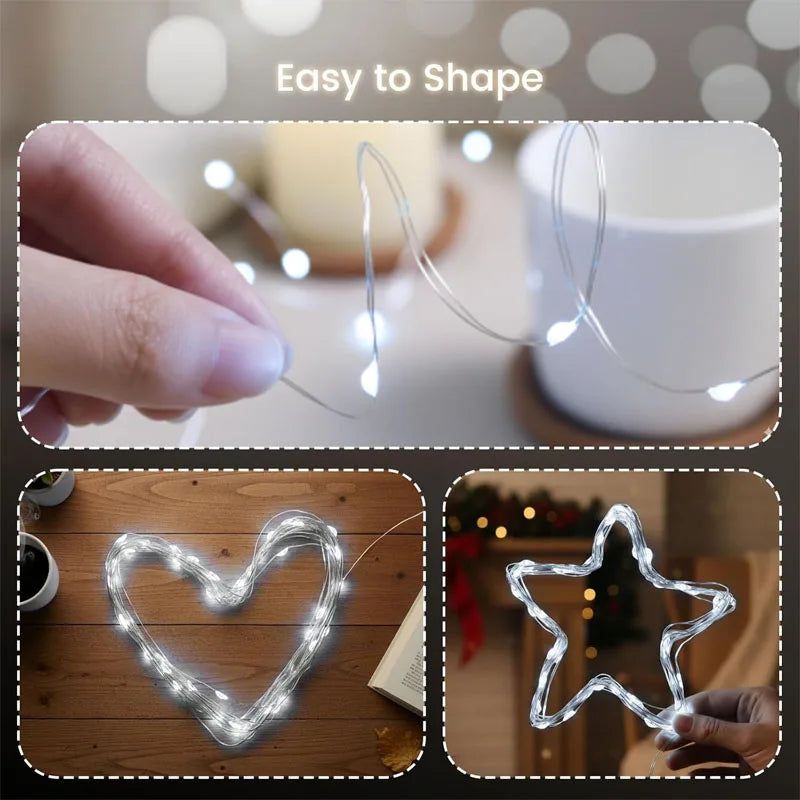 Rechargeable Copper Wire String Lights 8Lighting modes Fairy Light Timer Detachable Design for Halloween Wedding Christmas Decor