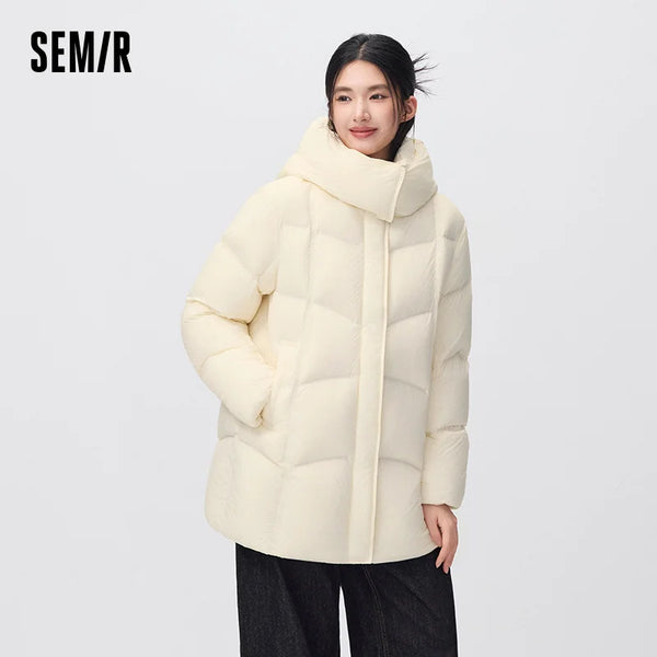 អាវក្រៅ Semir សម្រាប់នារី ប្រវែងមធ្យម ៩០ ភាគរយ ធ្វើពីរោមចៀម មានក្រណាត់អាចដោះចេញបាន មិនជ្រាបទឹក ឆ្នាំ២០២៦ សម្រាប់ពាក់ប្រចាំថ្ងៃរដូវរងាថ្មី