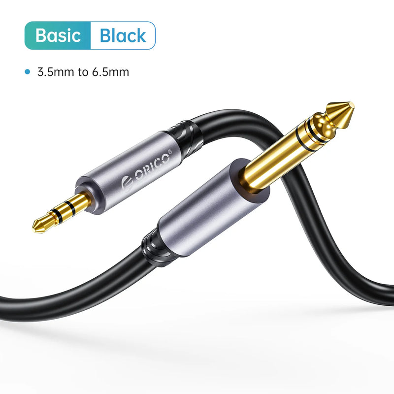 ORICO 3.5mm to 6.35mm Audio Cable 1/8 to 1/4 Stereo Cable Aux Cord Hi-Fi Sound Liquid Silicone for Guitar Amplifiers Laptop