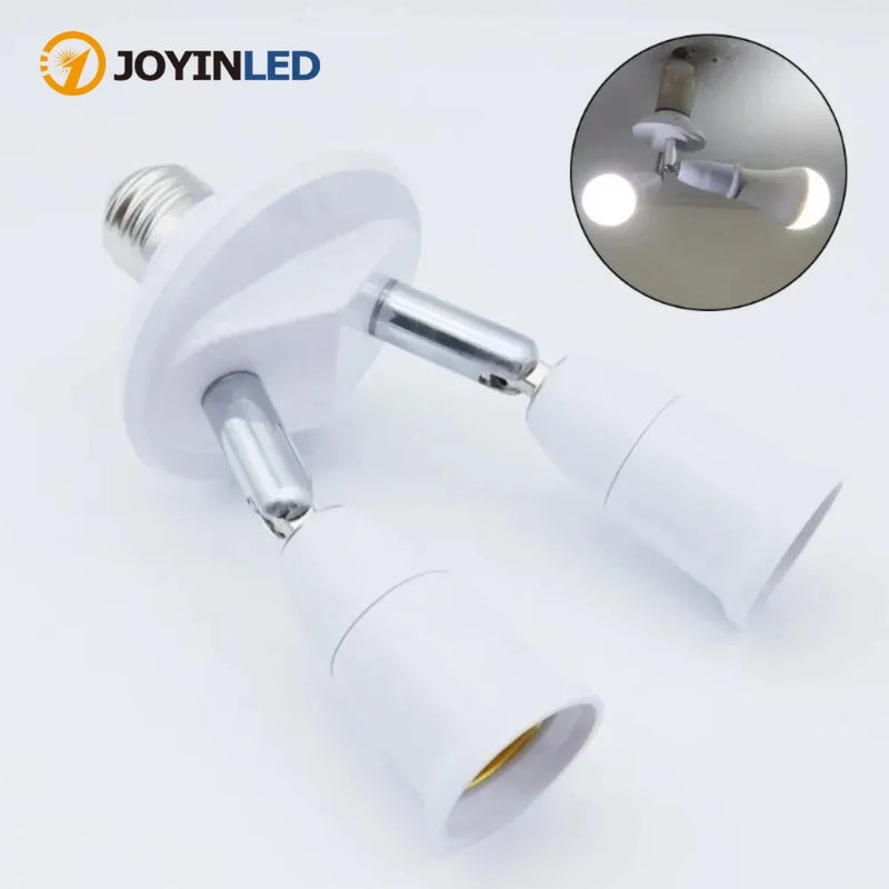 JOYINLED ជាសកល E27 ទៅ E27 ជើងទ្រចង្កៀងដែលលាតសន្ធឹង 180 ដឺក្រេបង្វិលអំពូល LED អំពូលបន្ថែមជើងទ្រចង្កៀងរន្ធដោត