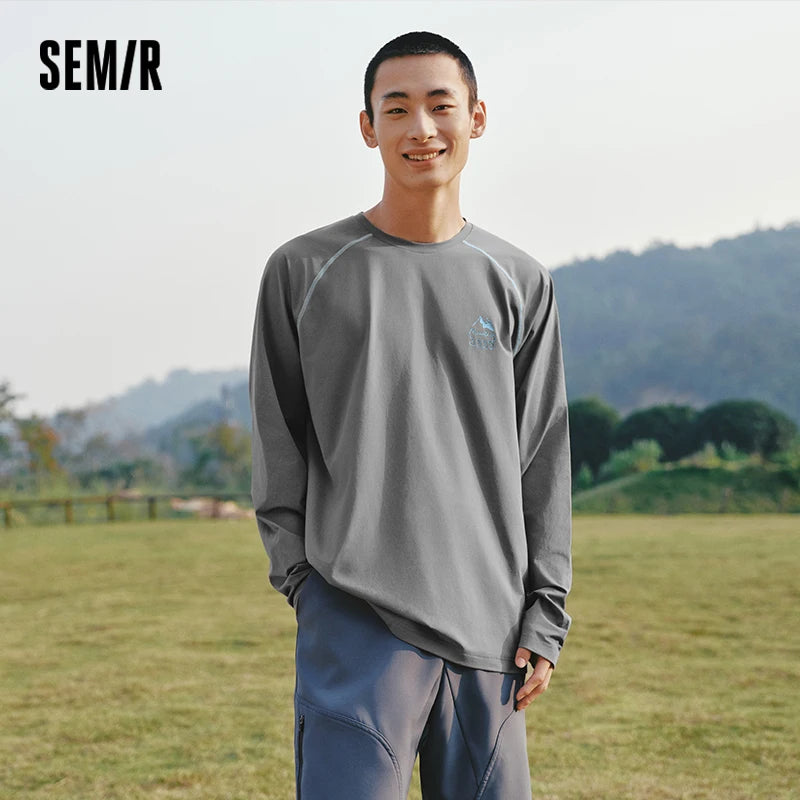 Semir Quick Dry Tshirt Men 2026 Spring Raglan Sleeve Color Block Crew Neck Couple Style Casual Versatile Inner Layer Top