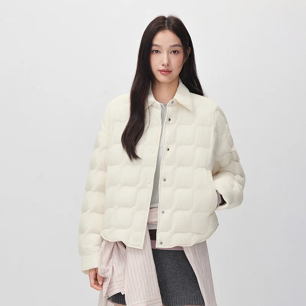 អាវក្រៅ Semir សម្រាប់នារី កអាវបត់ចុះក្រោម ការពារទឹក ទម្ងន់ស្រាល ៩០ ភាគរយ អាវក្រៅរលុង ស្លៀកប្រចាំថ្ងៃរដូវរងាថ្មី ឆ្នាំ២០២៦
