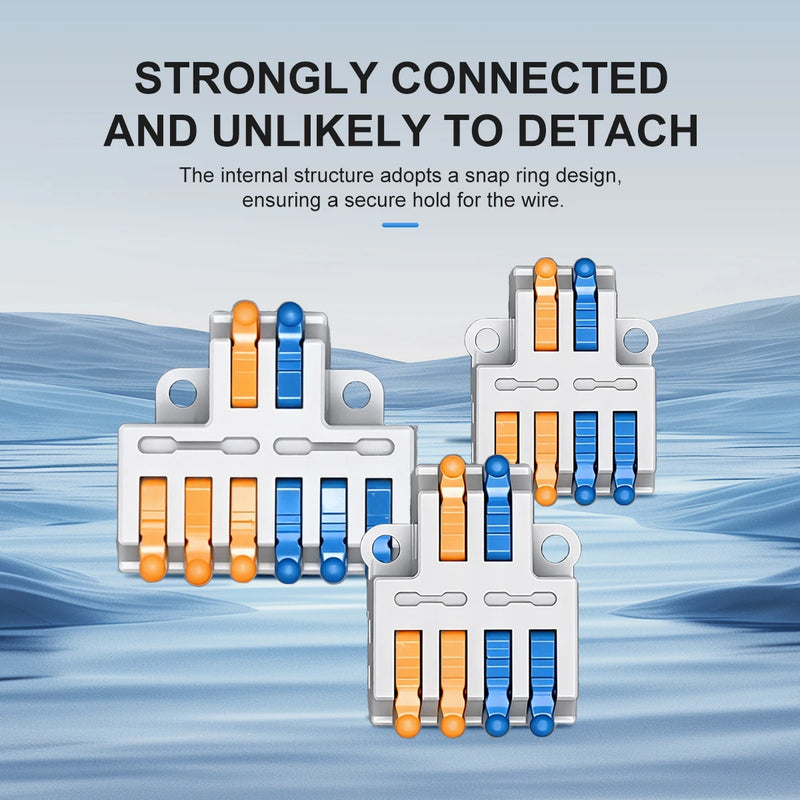TOMZN Wire Connectors Transparent 6IN2 18PCS 4IN2 24PCS Wire Connectors 28-14AWG 0.08-2.5㎜² L and N + and - Orange Blue