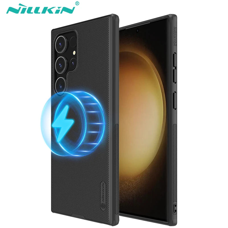 For Samsung Galaxy S24 Ultra MagSafe Case NILLKIN Frosted Shield Pro Magnetic Wireless Charging Cover For Samsung S24 / S24+