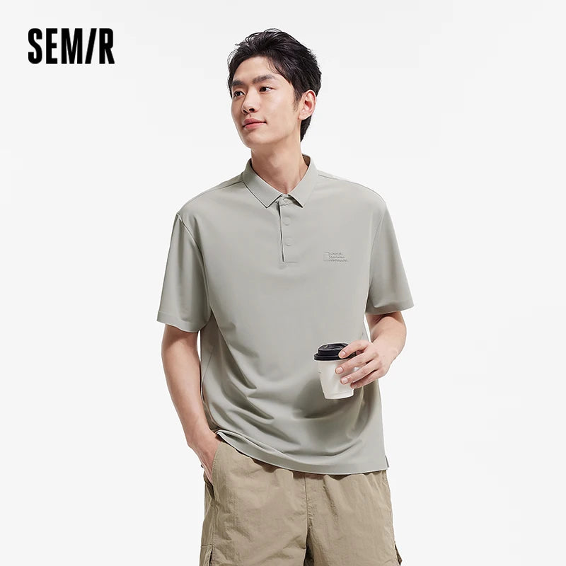 Semir Men Polo Shirt Solid Color Cool Feeling Business Lapel Knit 2026 Summer Urban Casual Style Soft Comfy Office Top