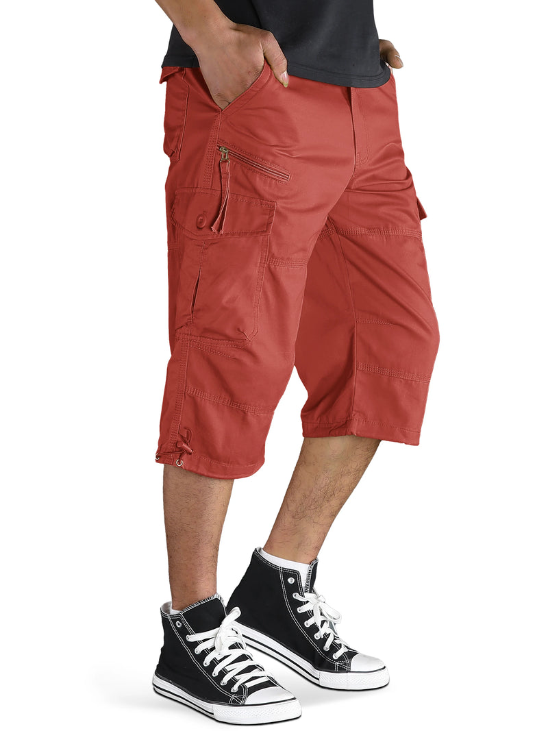 TACVASEN Mens Cargo Below Knee Length 3/4 Long Shorts Summer Breathable Outdoor Capri Pants Twill Work Pants With Multi Pocket