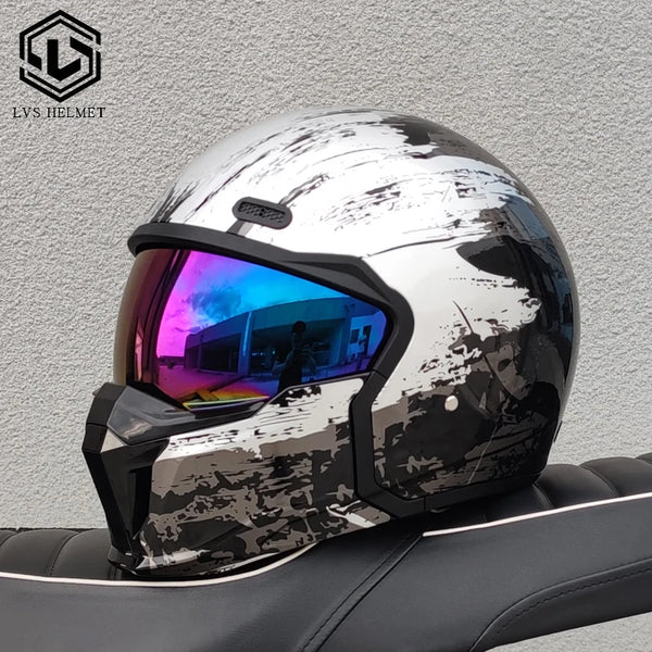 DOT approves adult retro motorcycle helmet modular detachable combination full helmet detachable semi covered pilot helmet