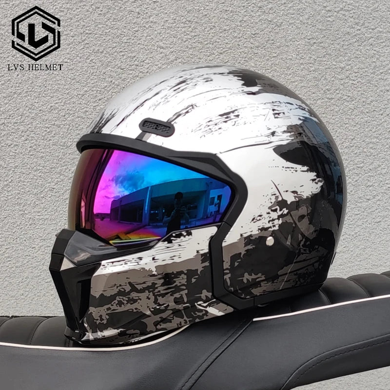 DOT approves adult retro motorcycle helmet modular detachable combination full helmet detachable semi covered pilot helmet