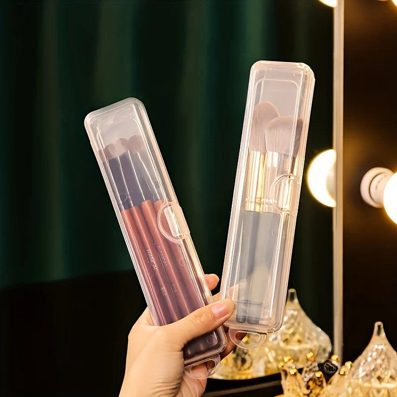 2pcs Transparent Flip Cover Portable Storage Box,Portable makeup box,Makeup Brush Holder,Eyebrow Pencil Toothbrush Organizer