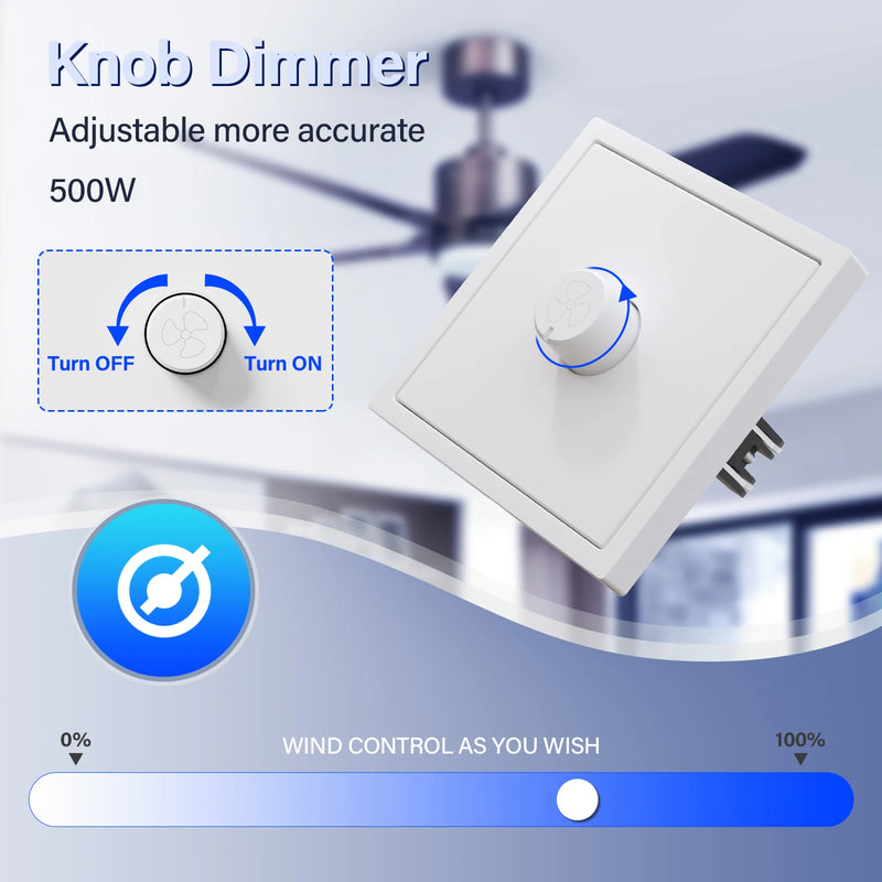 BSEED Ceiling Fan Speed Control Switch Knob Button Switch Fan Switch Wall Button Switch ON OFF Adjust Speed 500W
