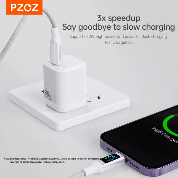 PZOZ 30W GaN Charger PD Fast USB Type C Charger For iPhone 16 15 14 13 12 Mobile Phone Charger USB C PD3.0 QC3.0 Quick Charging