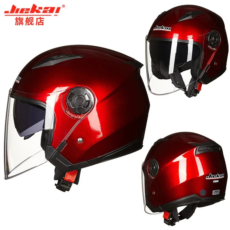 Genuine JieKai Motorcycle Helmet Unisex Scooter Motos Helmets Casco Capacete with Dual Lens