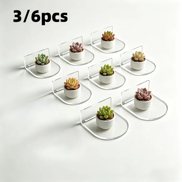 3/6pcs Acrylic Wall-Mounted Display Rack,Drill-Free Self-Adhesive Transparent Shelves,Suitable for Collections,Miniature Models.