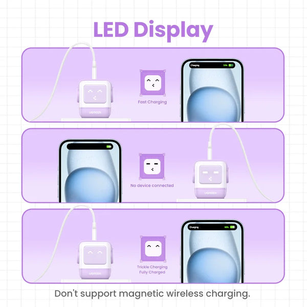 ឆ្នាំងសាក UGREEN 65W GaN ឆ្នាំងសាក Uno Robot Design សាកថ្មលឿន 4.0 3.0 PPS សម្រាប់ iPhone 18 17 Pro Macbook Air Laptop Tablet PD ឆ្នាំងសាកលឿន