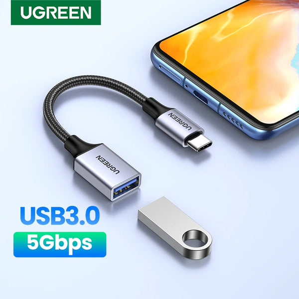 អាដាប់ទ័រ UGREEN USB C ទៅ USB 3.0 OTG ឧបករណ៍ភ្ជាប់ខ្សែទិន្នន័យ USB Type-C OTG សម្រាប់ Samsung GalaxyS 10 MacBook Pro 2019 អាដាប់ទ័រ USB C