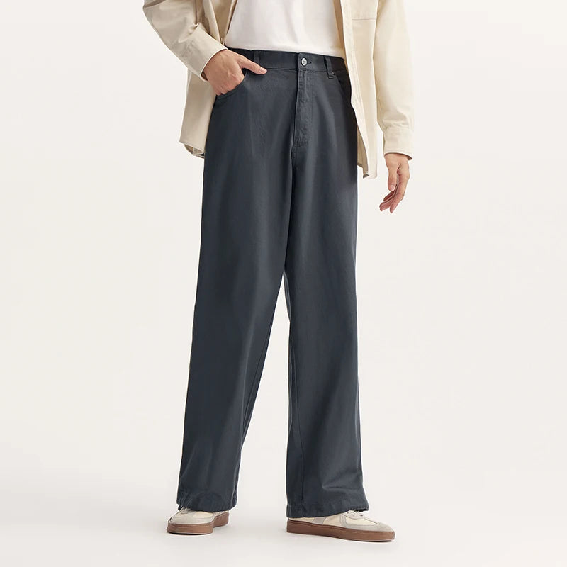 Semir Casual Pants Men Loose Straight Fit Drapey Solid Color Cotton Long Pants 2025 Summer Simple Versatile Trousers