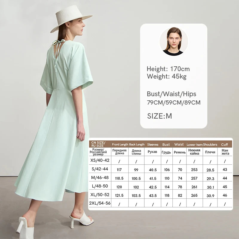 AMII Office Lady Summer Dress Women 2026 New Round Neck Short Sleeve Strap Backless Solid A-line Dresses Female Fashion 12542151