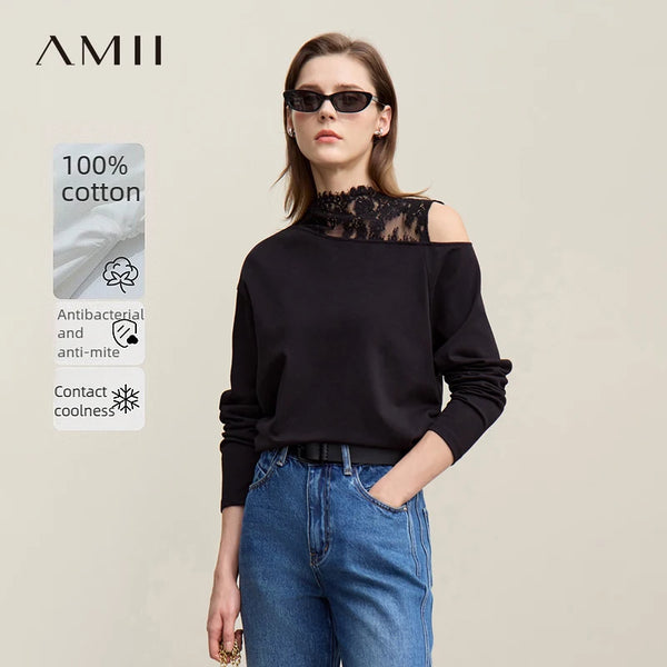 អាវយឺតដៃវែង Amii ឆ្នាំ ២០២៦ រដូវស្លឹកឈើជ្រុះថ្មី អាវយឺតកប្បាសចរចរ រលុង អាវក្រៅស្មាធម្មតាសម្រាប់ស្ត្រី 12641026