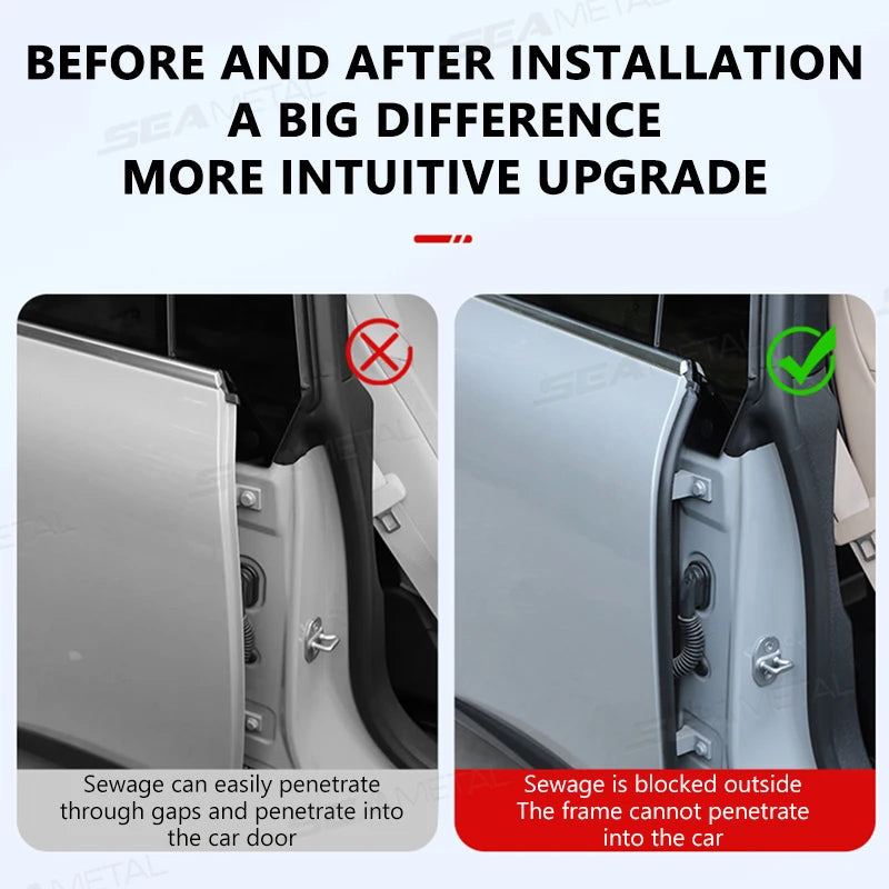 SEAMETAL Car Door Edge Scratch Protector Strip B Pillar Rubber Moulding Trim Protection Side Adhesive Sealing Guard Stickers