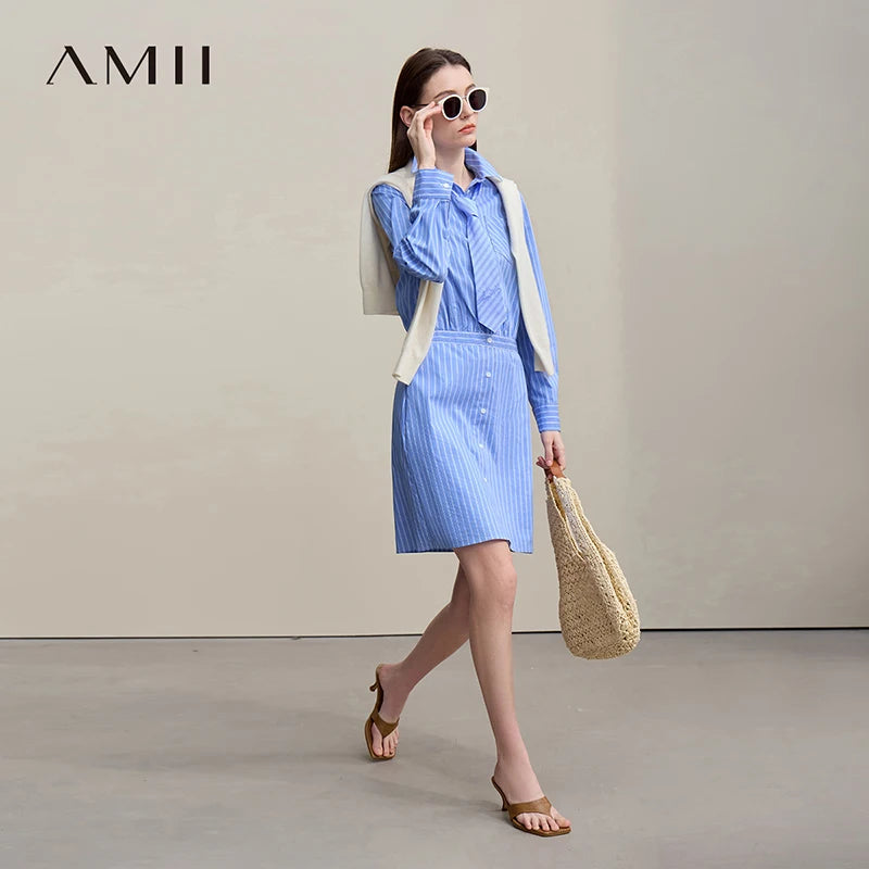 រ៉ូប Amii សម្រាប់ស្ត្រីរដូវស្លឹកឈើជ្រុះឆ្នាំ ២០២៦ រ៉ូបថ្មីសម្រាប់ធ្វើដំណើរទៅធ្វើការ រ៉ូបពាក់កណ្តាលបើក H-Line អាវដៃវែងធម្មតា 12641048