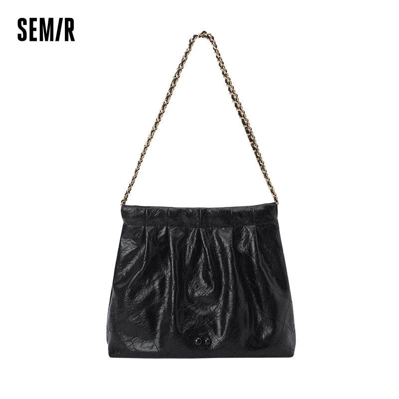Semir Bag Single Shoulder Bag Women Design Sense Pleated Diamond Chain Bag Elegant Large Capacity Handbag