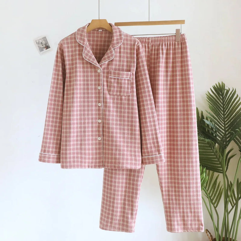 Plaid Pajamas Set Sleepwear Women Home Wear Autumn Winter New Couple Set Long Sleeves Pyjamas Suit Pijama Women Men Loungewear
