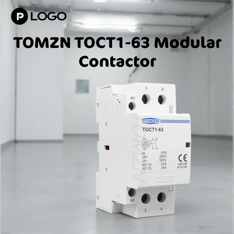 TOMZN 63A Single-Phase Din Rail Contactor – Control: AC/DC 24V/110V/230V, Main: 230V AC, Contacts: 2NO2NC or 1NO1NC