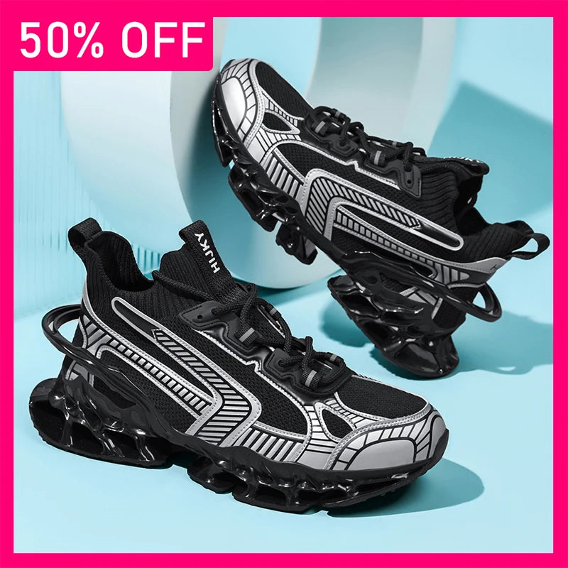 Men Sneakers Fashion Mesh Breathable Light Spring Outdoor Walking Tennis Shoes 2026 New Soft Thick Sole Rebound Running Shoes