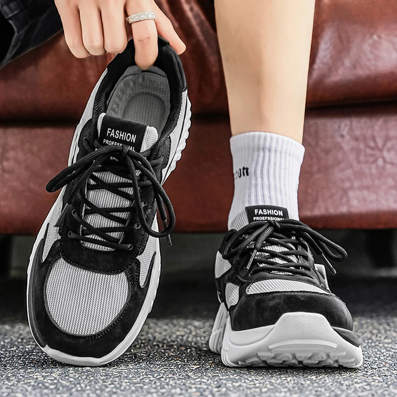 Men's fashion mesh upper casual shoes four seasons new breathable light soft-sole anti-slip comfort outdoor sports walking shoes