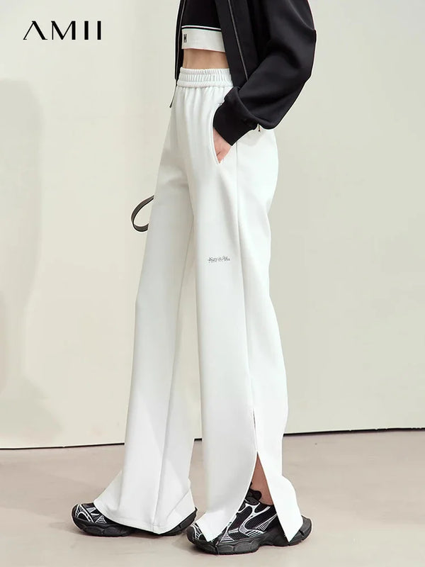 ខោ Amii Minimalism Casual សម្រាប់ស្ត្រី រដូវស្លឹកឈើជ្រុះឆ្នាំ ២០២៦ បោះពុម្ពអក្សរថ្មី ចង្កេះយឺត ជើងធំទូលាយ ខោស្ព័រ ម៉ូដទាន់សម័យសម្រាប់ស្ត្រី 12443102