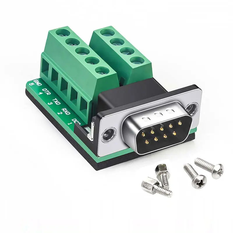 DB9 RS232 Connector D-SUB 9 Pin Male Female Plug RS485 Breakout Terminals 21-24 AWG Wire Solderless Connectors
