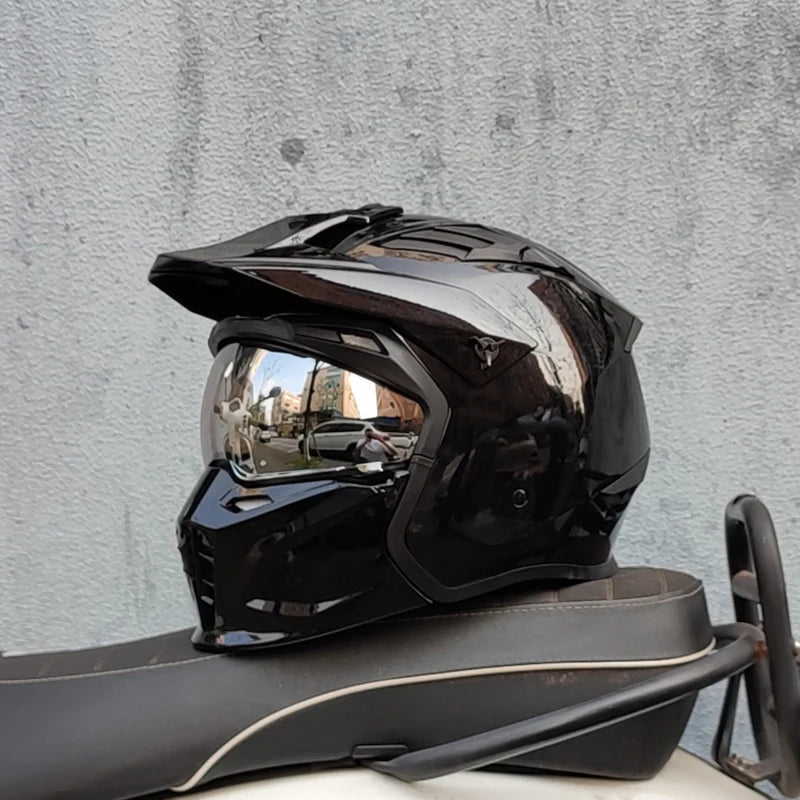 ORZ Retro Helmet Motorcycle Full Helmet Men Women Summer Locomotive Four Seasons Rally Demolition Combination Helmets