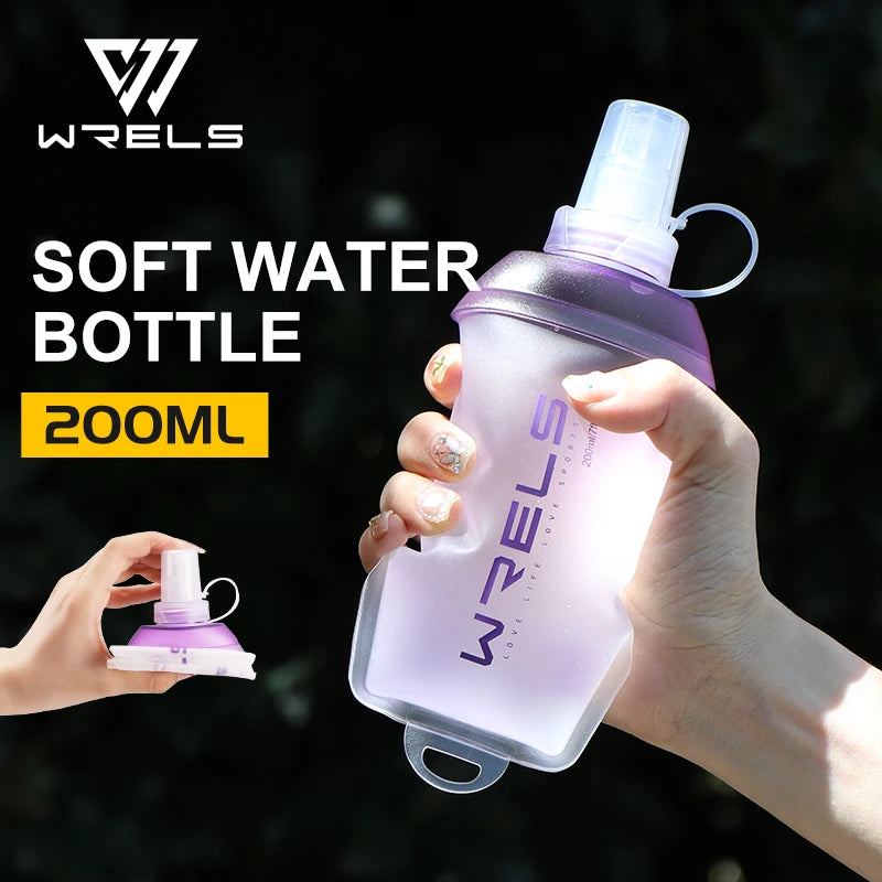 WRELS Foldable Silicone Soft Flask Water Bottle for Outdoor Sport  Running Camping Folding TPU Soft Flask Water Bag BPA Free