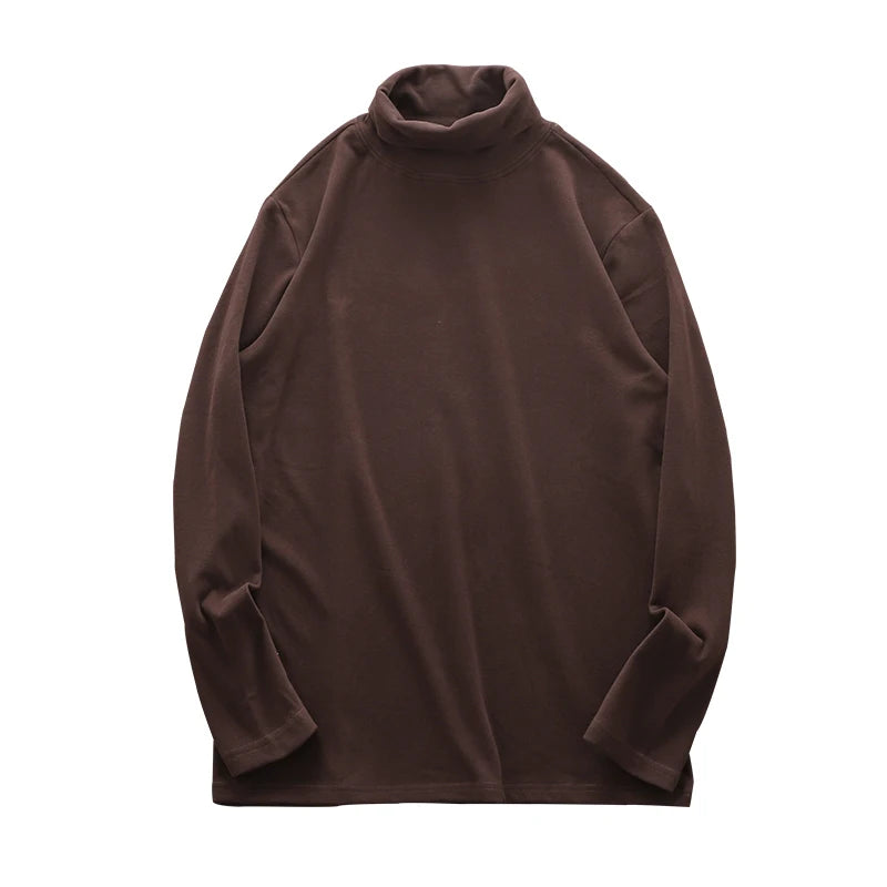 DUKEEN Dralon Fabric Long Sleeve T Shirts for Men 2025 Autumn and Winter Thick Fleece Warm Turtlenneck Solid Color Undershirts