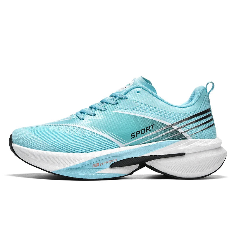 Unisex Sports Shoes Marathon Running Breathe Light Lace Up Mesh Training Shoes New Thick Soled Damping Anti Slip Running Shoes