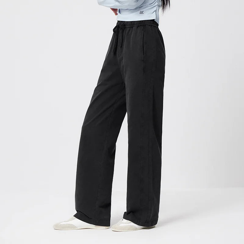 Semir Vintage Pants Women Spring Distressed Cotton Split Design Leg Lengthening Retro Slouchy Street Wide Leg Trousers