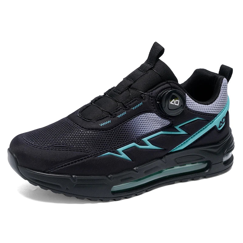 Men's Casual Sneakers Four Season Outdoor Racing Full Palm Air Cushion Running Shoes Breathable Rotary Buckle Speed Sports Shoes