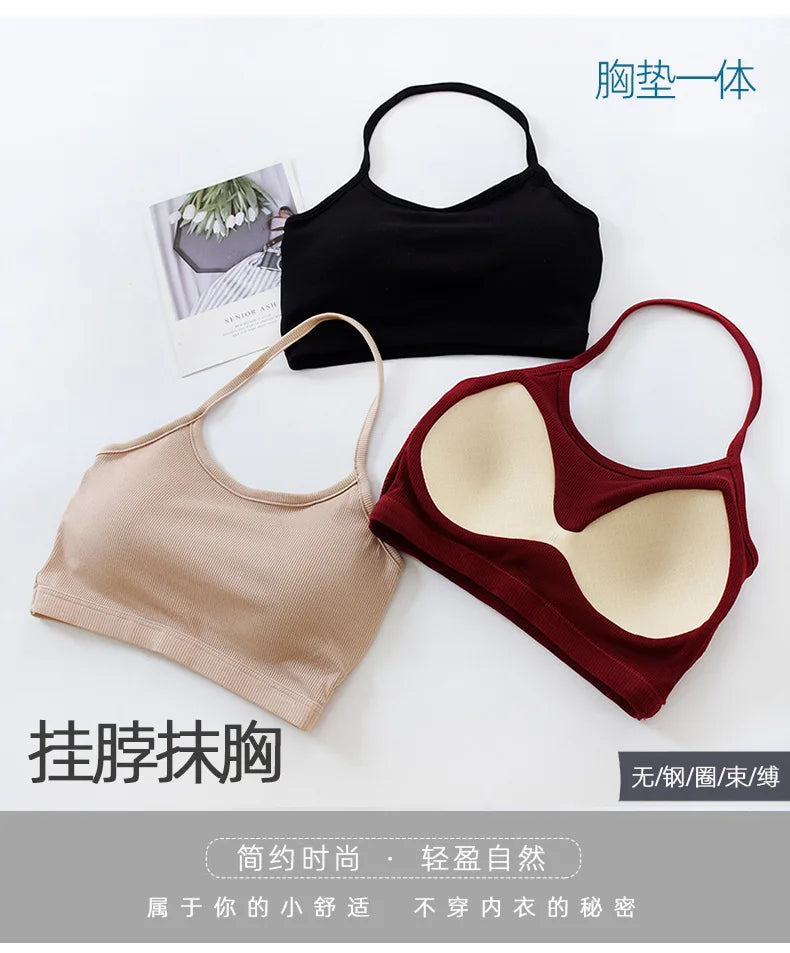 New Chest Pad Beautiful Back Underwear Solid Color Women's Inner Sling Vest One Piece Sleepwear Pajamas Modal Bottom Top