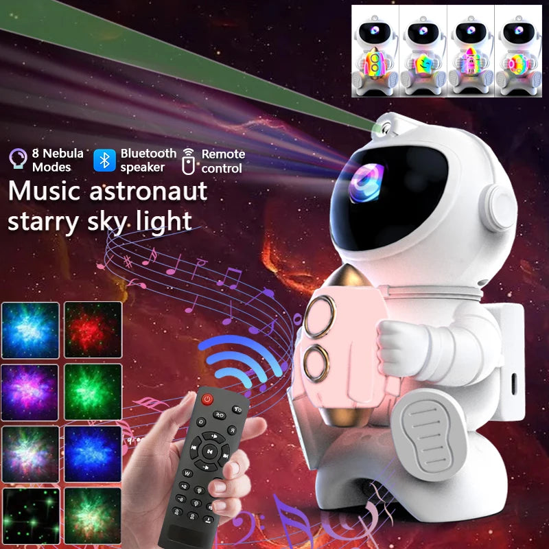 Astronaut Galaxy Projector Star and Moon Night Light Projector Bluetooth Remote Timer 360°Adjustable Angle for Bedroom Kids Gift