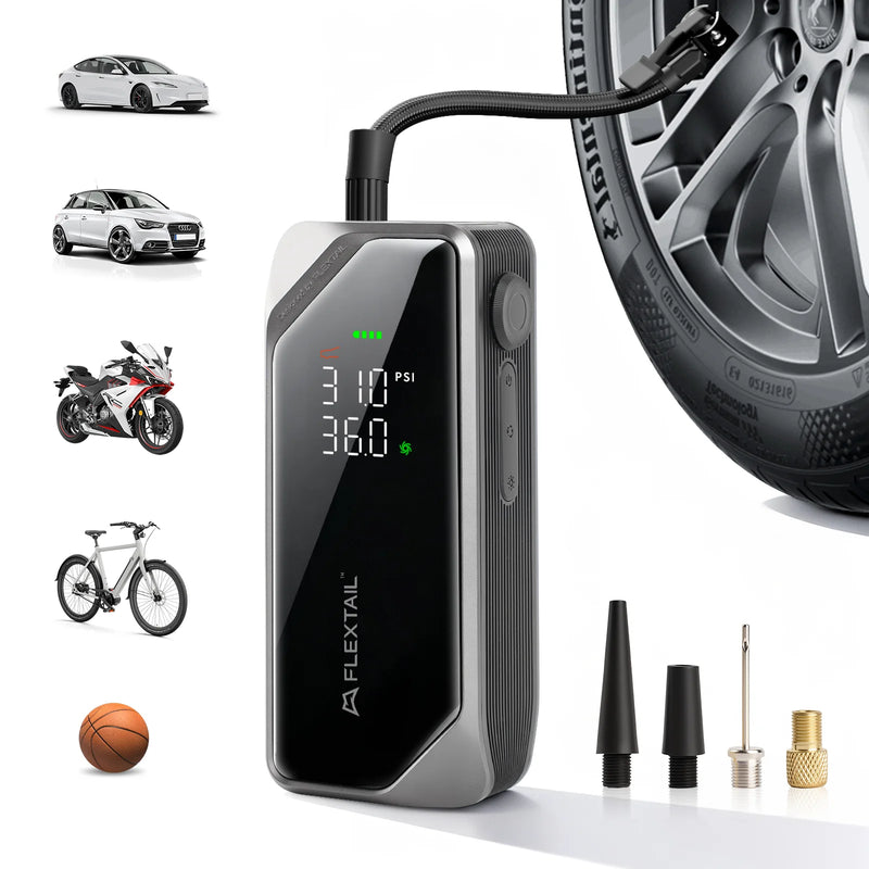 FLEXTAIL 150PSI Tire Pump, Electric Tire Inflator for Car Bicycle Motorbike Balls, 4 Modes Fast Tire Inflation, 3 Lighting Modes