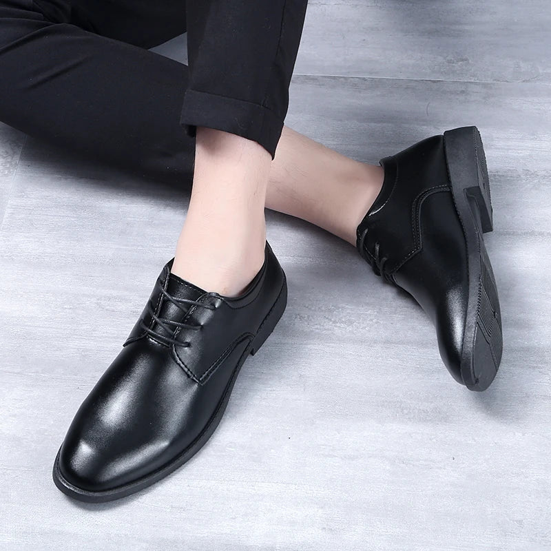 Men's casual British leather shoes four seasons lightweight soft soled business Dress leather shoes fashion versatile men's shoe