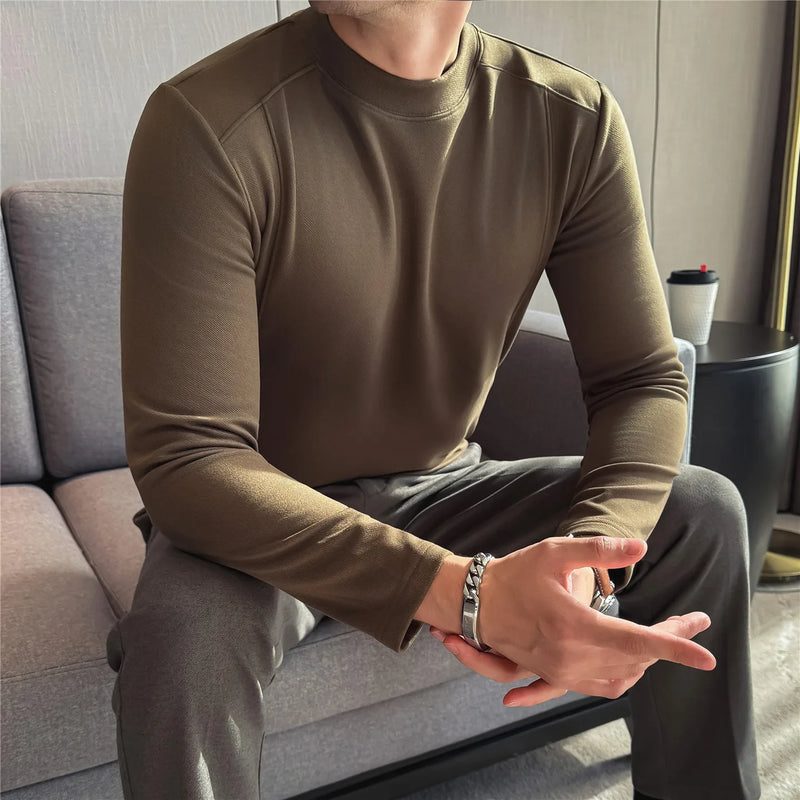 Men's Slim Fit Long Sleeve T-Shirt, Soft Fleece Lined for Daily Casual and Home Wear, 3 Colors