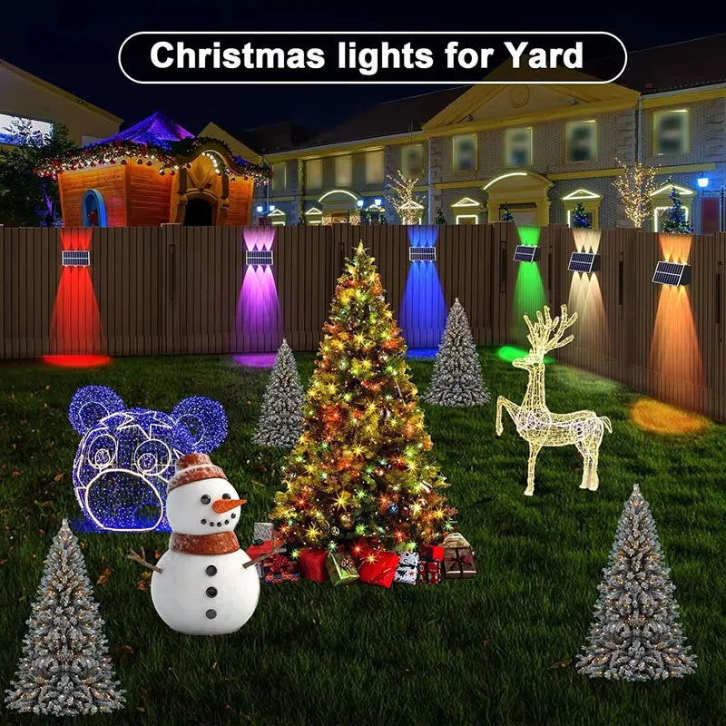 Solar LED Wall Lamp Outdoor Waterproof Porch Lights Upper Lower Spotlight Solar Powered Streetlight for Balcony Courtyard Garden