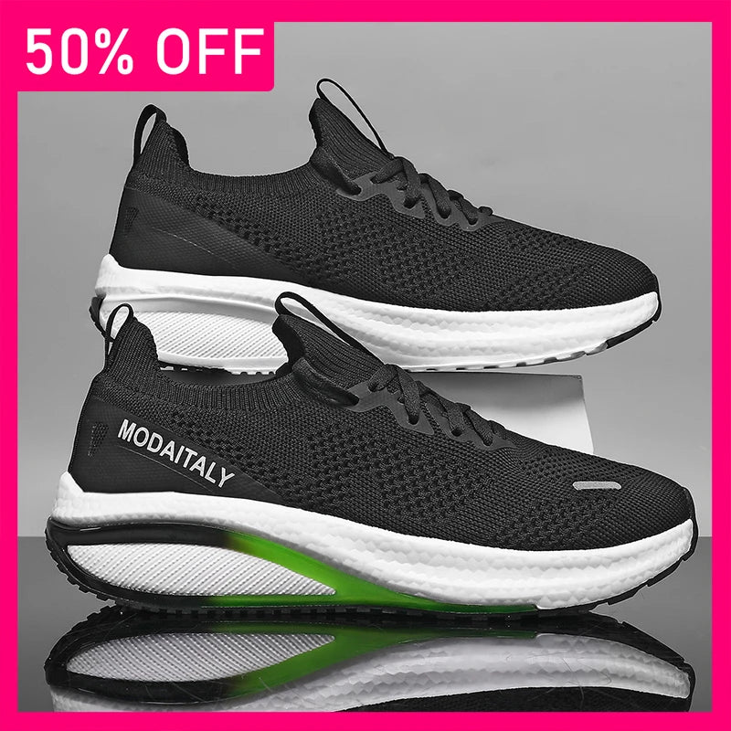 Men Sports Shoes Breathable Mesh Light Thick Sole Anti Slip Spring Casual Running Shoes 2026 New Fashion Lace Up Tennis Shoes