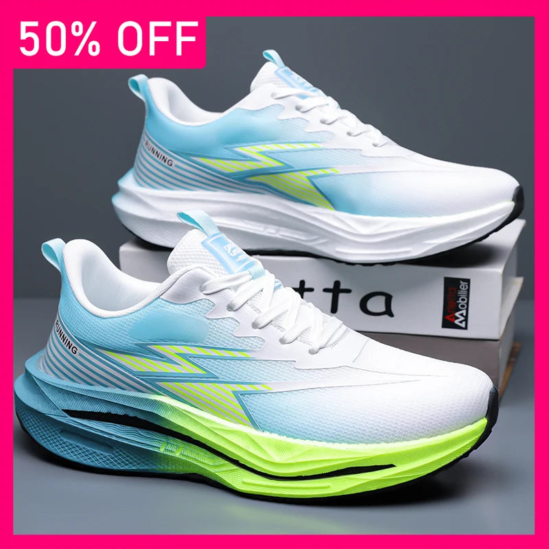 Men Sports Shoes Soft Sole Rebound Anti Slip Outdoor Fitness Shoes Trendy Lace Up Mesh Breathable Casual Running Shoes for Men