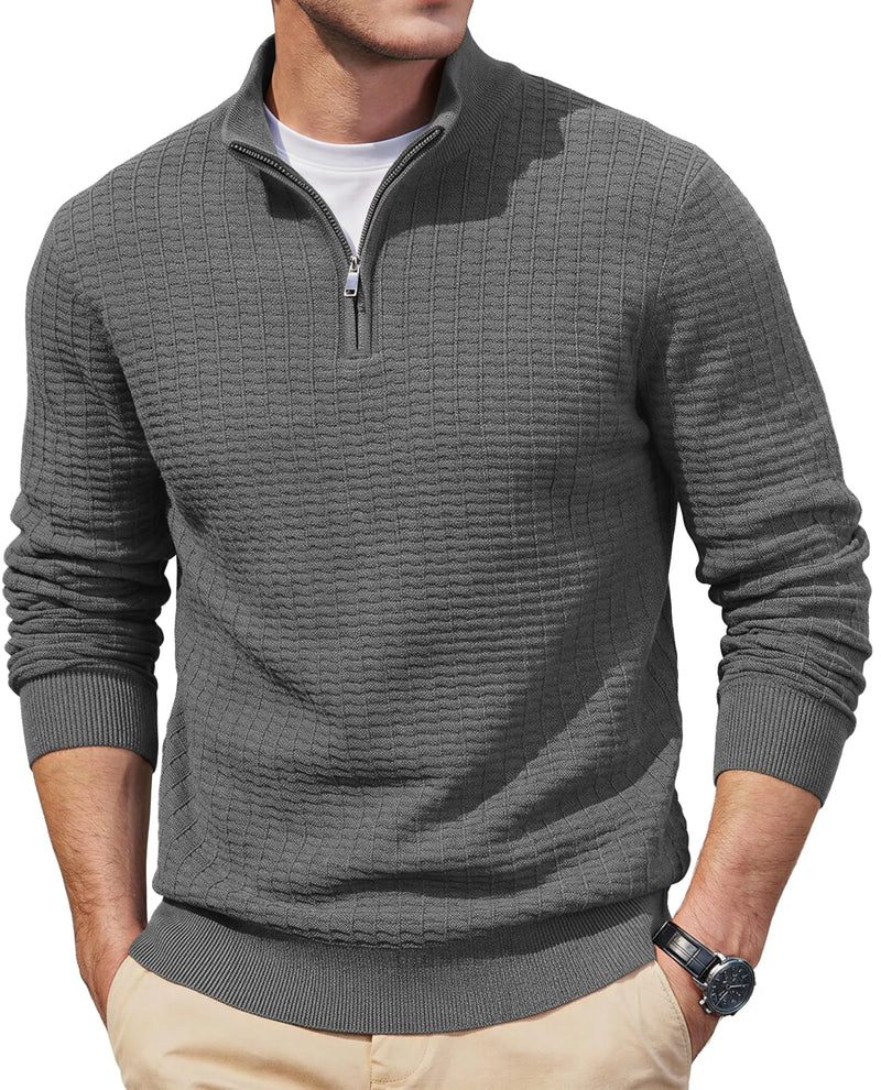 TACVASEN Men's Winter Quarter Zip Knitted Sweater Soft Pill proof Long Sleeve Sweaters Winter And Autumn Warm Pullover Sweaters