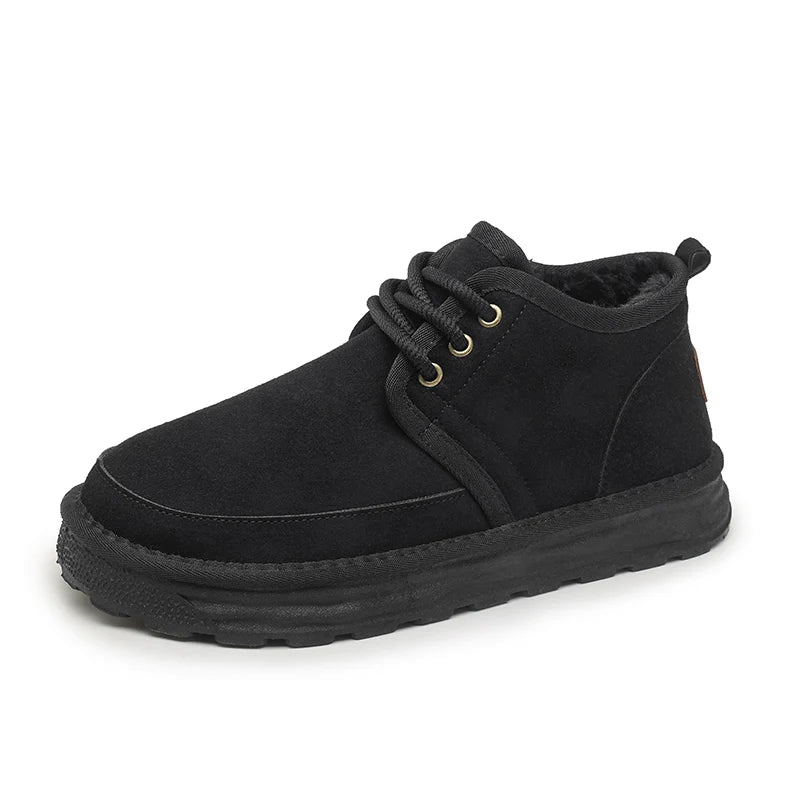 Men's casual snow boots winter warm and velvet cotton boots fashion soft-sole light non-slip comfort outdoor walking work boots