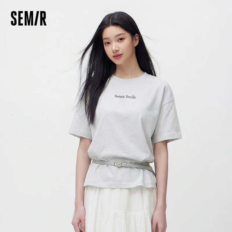 Semir Womens Tshirt 2026 Printed Pure Cotton Loose Lazy Style Unique Design Casual Soft Daily Wear