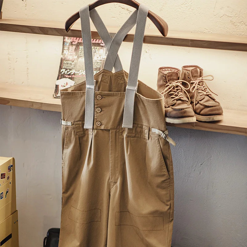 ខោ សម្រាប់ បុរស Maden បែប Vintage Heavyweight Khaki រាង រលុង ជាមួយ ខ្សែ អាច លៃតម្រូវ បាន សម្រាប់ ជើង ធំ សម្រាប់ រដូវផ្ការីក និង រដូវស្លឹកឈើជ្រុះ